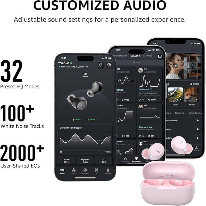TOZO A1 Wireless Earbuds Bluetooth 5.3 Light Weight in Ear IPX5 Waterproof - Image 8