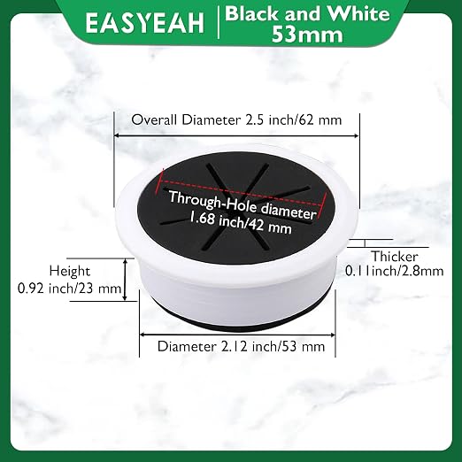 2 Pcs Desk Grommet 2-1/16" / 53 mm, Desk Hole Cover - Image 9
