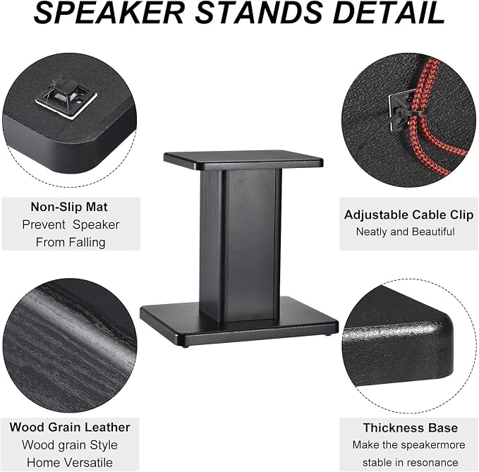 MECCANIXITY Wood Speaker Stands, 2 Pack 11.8 Inch Universal Speaker Stand - Image 3