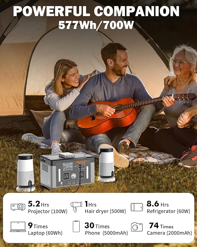 Portable Power Station 700W, 577Wh Solar Generator Surge 1000W Pure Sine Wave - Image 4