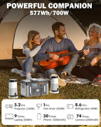 Portable Power Station 700W, 577Wh Solar Generator Surge 1000W Pure Sine Wave - Image 4