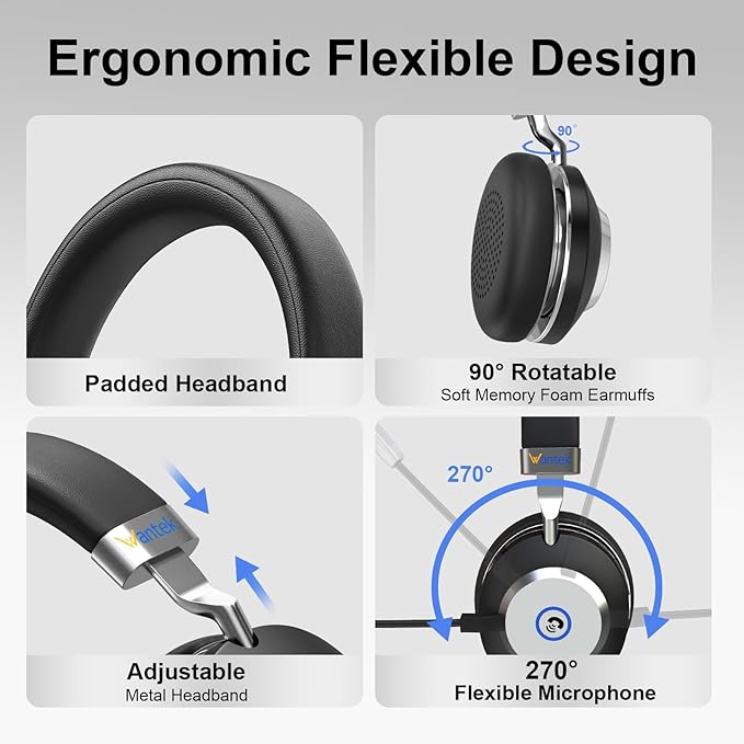 Wantek Wireless Headset with Microphone - Image 3