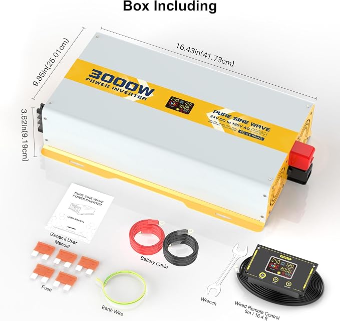 XWJNE 3000W Pure Sine Wave Power Inverter 24V DC to 120V GFCI AC Converter - Image 8