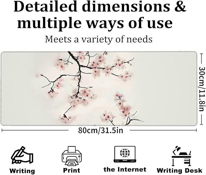 Elegant Cherry Blossom Gaming Mouse Pad, Large Office Desk Mat, Anti-Slip - Image 3