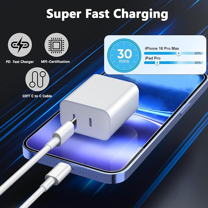 Charger for iPhone 16 15, Fast Dual Port USB C Charger Block, Double Type C - Image 2