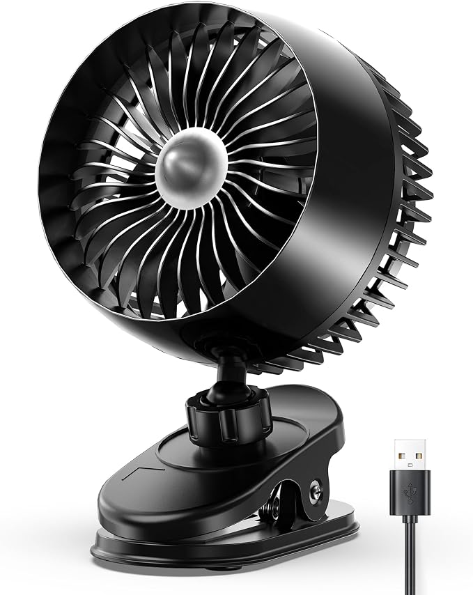 Koonie USB Clip on Fan, Strong Wind Ultra Quiet Small Desk Fan by Koonie