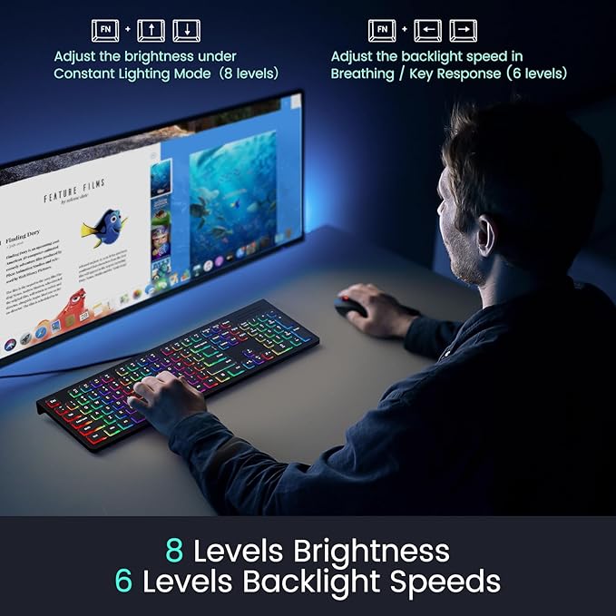 Wired Backlit Keyboard, Lighted Computer Keyboard - Image 3