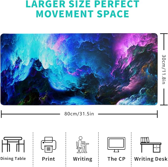 Dazzling Galaxy Gaming Mouse Pad 31.5x11.8 Inch Blue Purple Galaxy Nebula - Image 2