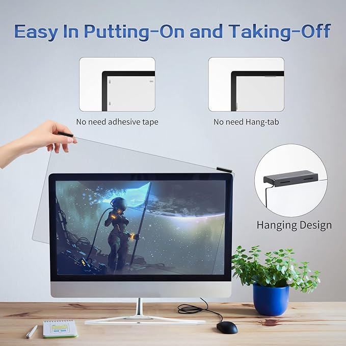 Computer Privacy Screen Filter 22 Inch, 9H Hardness Hanging Computer Screen - Image 3