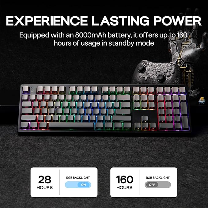 EPOMAKER TH108 Full Size Mechanical Keyboard, Wireless Gaming Keyboard - Image 4