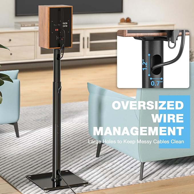 Rfiver Bookshelf Speaker Stands Pair, Height Adjustable Rear Speaker Stands - Image 6