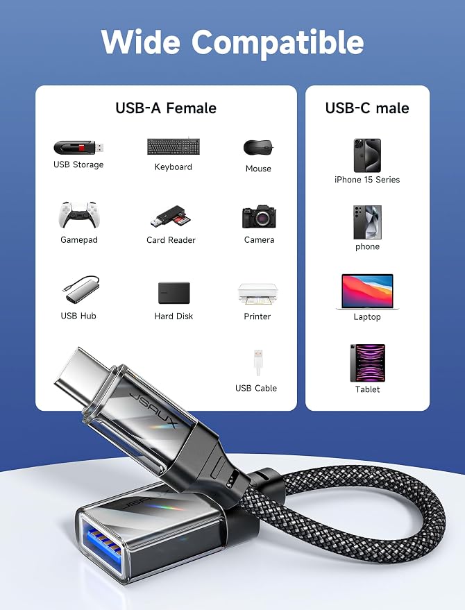 JSAUX USB to USB C Adapter, USBC OTG Compatible - Image 6