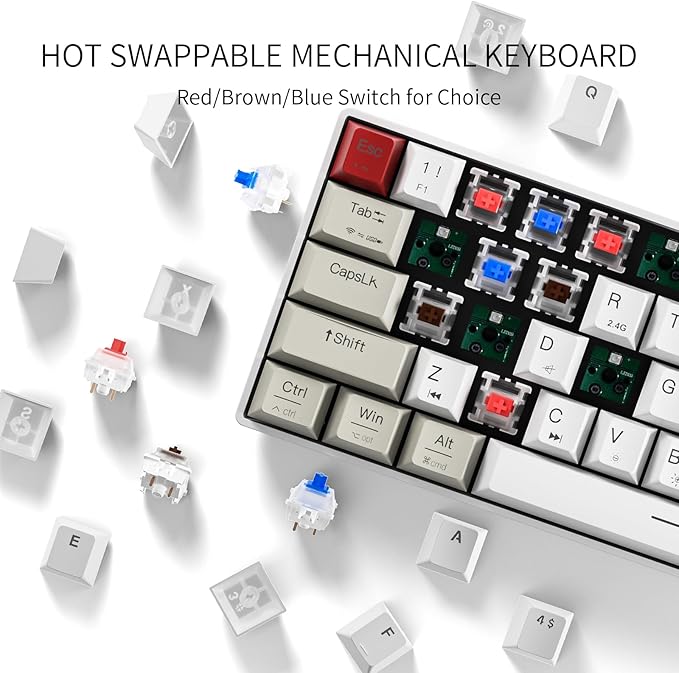Newmen GM610 60% Wireless Mechanical Keyboard, Wired/Bluetooth/2.4G RGB Backlit - Image 2