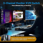 8K 60Hz HDMI KVM Switch 3 Monitors 2 Computers 4K 120Hz USB 3.0 KVM Switches - Image 5