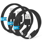 3-Pack Black USB A to USB C Cable，USB to USB C Car Carplay Cable by JERMASAL