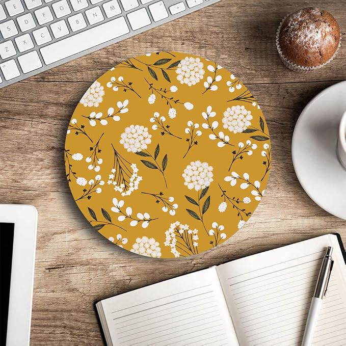Round Mouse Pad, Cute Floral Mouse Pad - Image 5