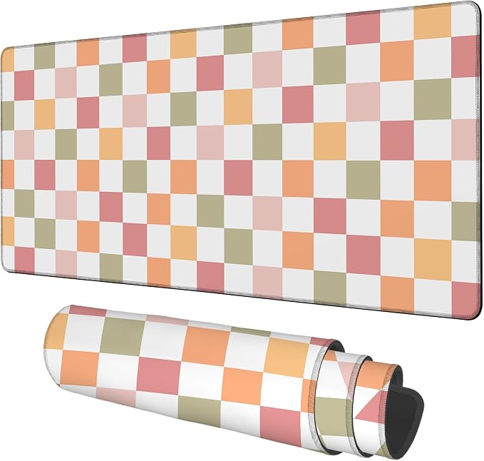 Gaming Desk Pad Large Extra Length Multicolored Chess Board Mouse Pad Keyboard by Unknown