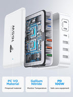 165W USB C Charging Station 6-Port GaN USB C Charger, PD 100W Laptop Hub Wall - Image 5
