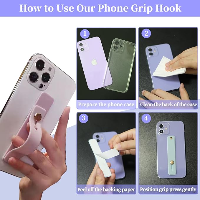 Cell Phone Grips Finger Holder for Back of Phone, Cute Pink Phone Slide Grip - Image 5