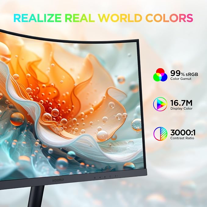 KOORUI 27 Inch Curved Monitor FHD 1080P Display, 75Hz PC Screen, Computer - Image 2
