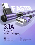 AINOPE 4-Pack USB C Cable, 3.1A C Charger Cable Fast Charging, Right Angle Type - Image 2