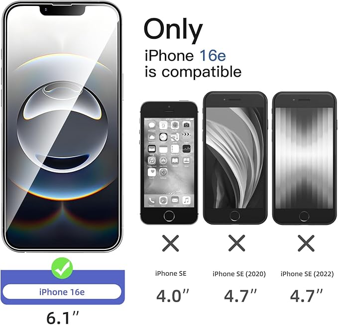NEW'C 3 Pack Designed for iPhone 16e Screen Protector, Enhanced Tempered Glass - Image 2