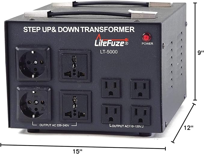 LiteFuze LT Series 5000 Watt Voltage Converter Transformer Step Up/Down - 110v - Image 10