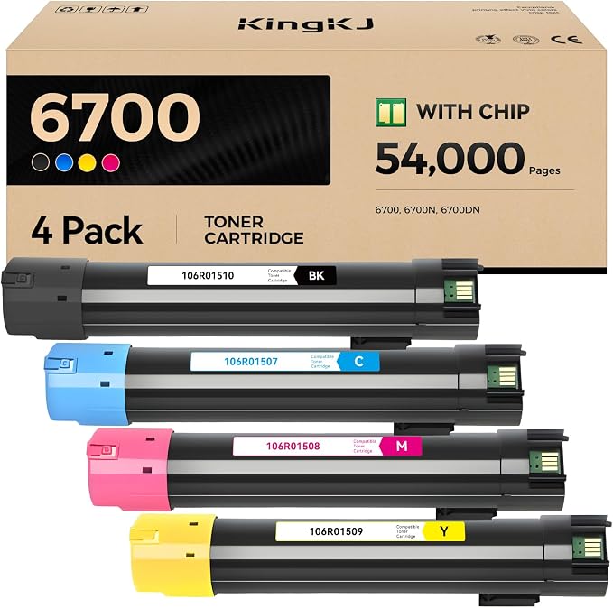 Phaser 6700 High Capacity Toner Cartridge Set 4-Pack Replacement by KingKJInkToner
