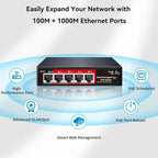 STEAMEMO 5 Port PoE+ Switch | Easy Smart Managed Ethernet Switch | Support VLAN - Image 7