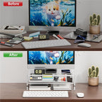 Egchi Acrylic Monitor Stand, 2 Tiers Clear Monitor Riser Computer Stand - Image 4