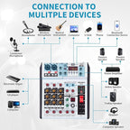 6 Channel Audio Mixer Professional Sound Board Console w/99 DSP Effects 48V - Image 5