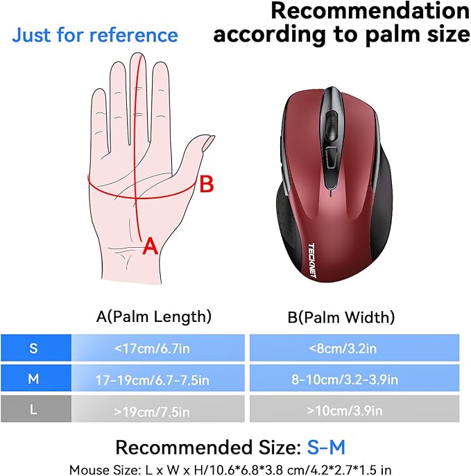 TECKNET Rechargeable Jiggler Wireless Mouse 4800 DPI Silent USB A & Bluetooth - Image 3