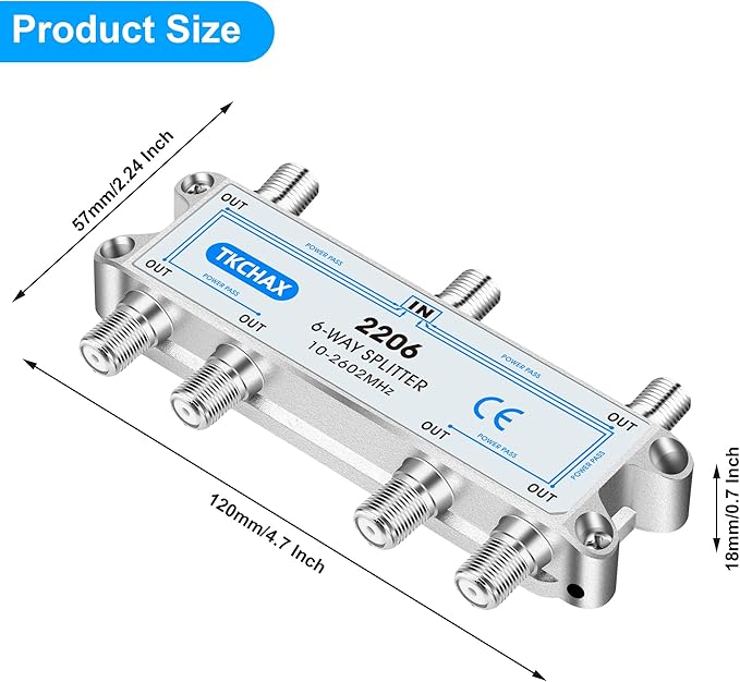 Coaxial Cable Splitter, Support 10-2602MHz, RG6 RG59 Coax Compatible, Work - Image 7