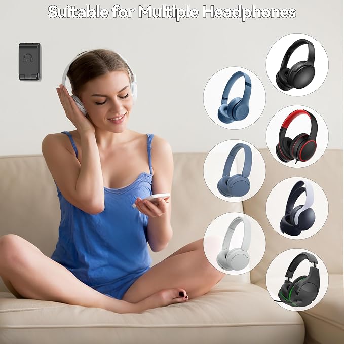 Headphone Stand, Wall Mount Headset Hanger, Gaming Headphone Holder Hook Clip - Image 5