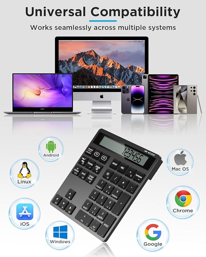 Bluetooth Number Pad, Wireless Numeric Keypad Calculator - Image 3