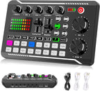 Facmogu F998 Live Sound Card Audio Mixer, Podcast Audio Interface by Facmogu