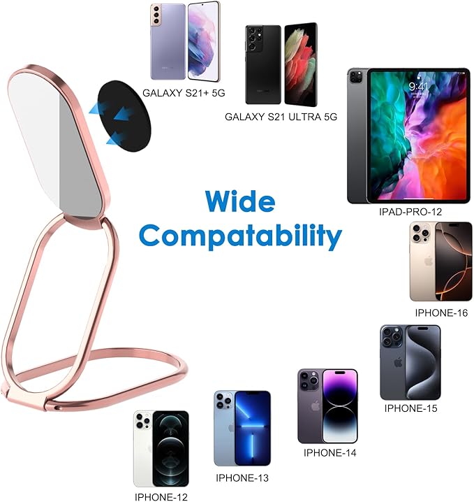 Phone Ring Holder Finger Kickstand, 360° Rotation Metal Phone Grip - Image 6