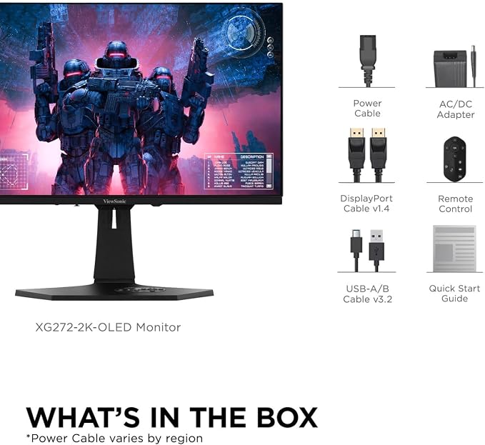 ViewSonic XG272-2K-OLED 27 Inch 1440p 240Hz OLED Ergonomic White Gaming Monitor - Image 8
