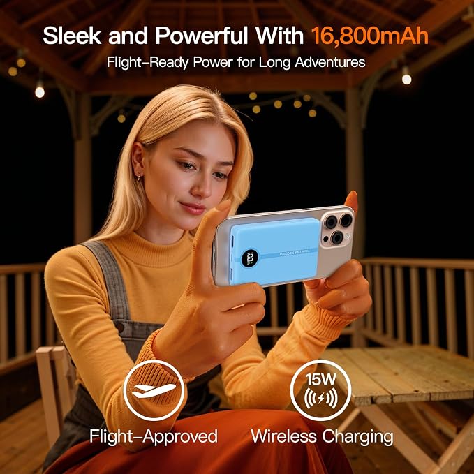 Magnetic Portable Charger, 16800mAh Wireless Power Bank, - Image 2