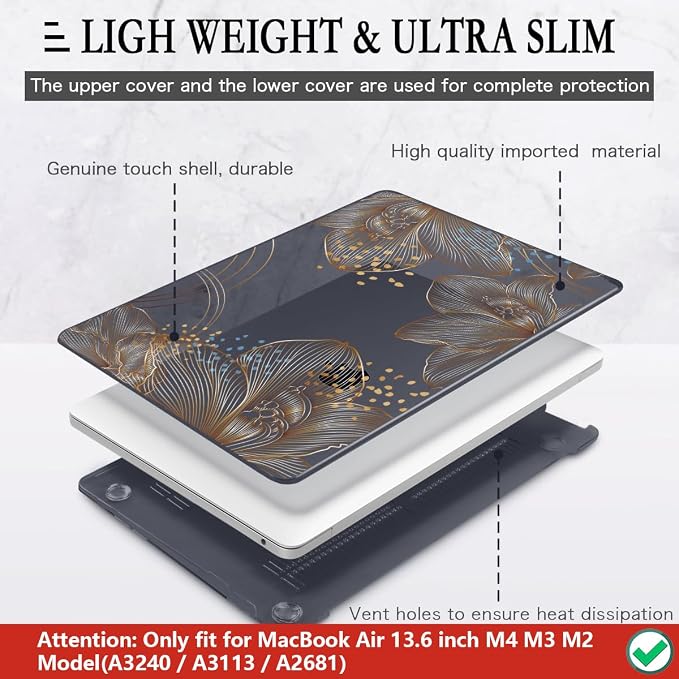 CISSOOK Gorgeous Flower Case for MacBook Air 13.6 inch M4 M3 M2 2025 2024 2022 - Image 4