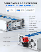 3000W Pure Sine Wave Power Inverter 24V DC to 120V AC Converter 6000 Watt Peak - Image 5