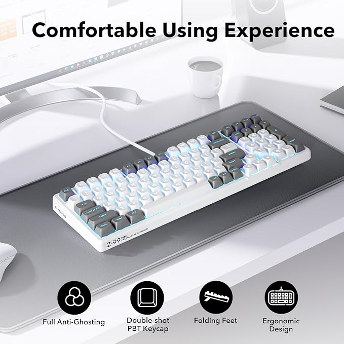 HUO JI Z-99 Wired Mechanical Keyboard, Creamy Sound, Hot Swappable Pre-lubed - Image 7