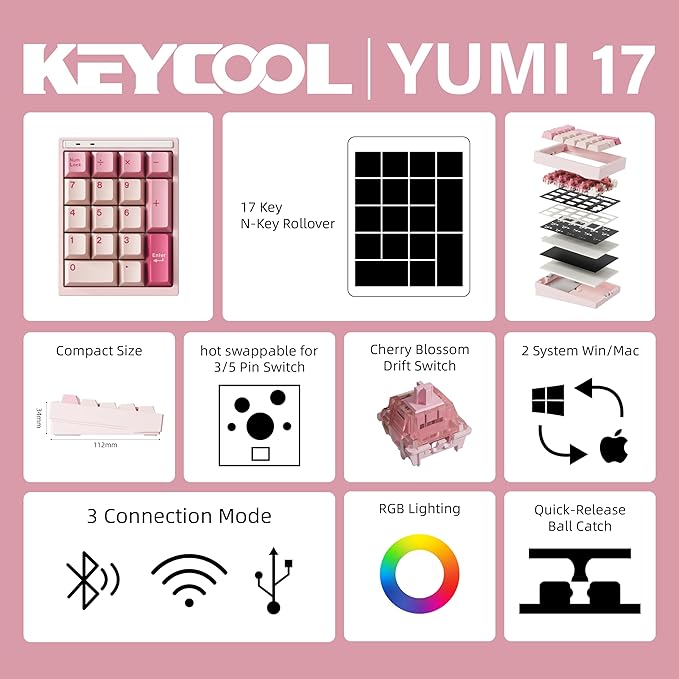 BOYI Y17 Aluminum Mechanical Numpad, Wireless RGB Numeric Keypad, Quick Release - Image 2