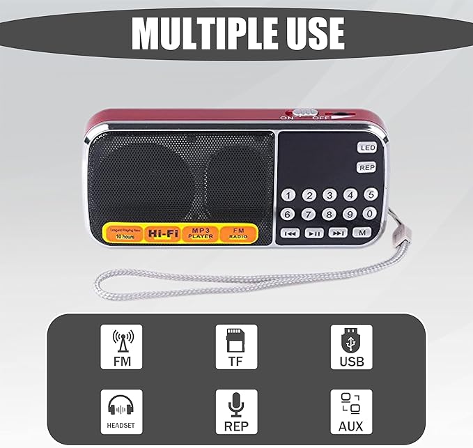 Leting Portable AM/FM Radio and MP3 Speaker, Mini Rechargeable Radio - Image 3