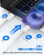 4Pack USB C to USB C Cable for iPhone 17/Air/16/15 Pro Max, Type C 60W Fast - Image 2