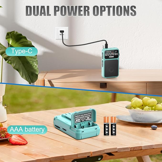 PRUNUS J-555 Pocket Radio AM FM USB-C Charging& Battery Operated, Excellent - Image 2