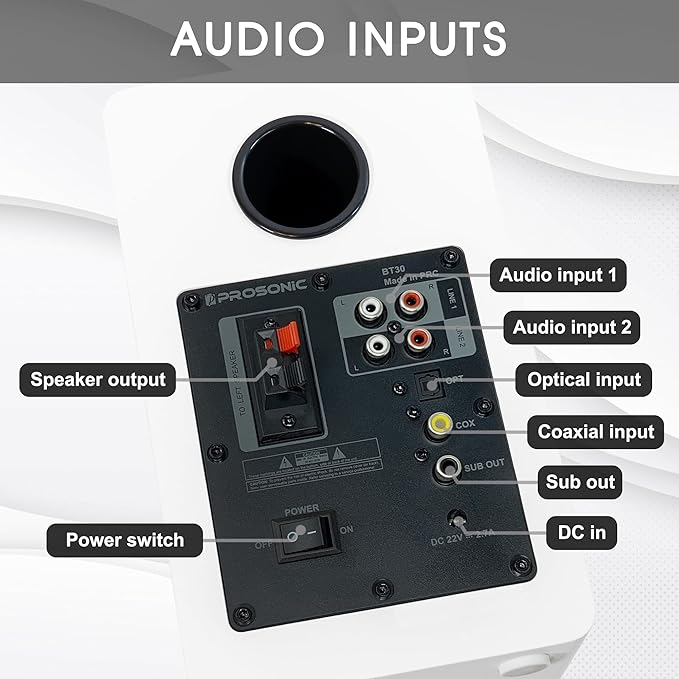 Active Bluetooth Bookshelf Speaker Studio Monitor Home Theater, Optical Input - Image 7