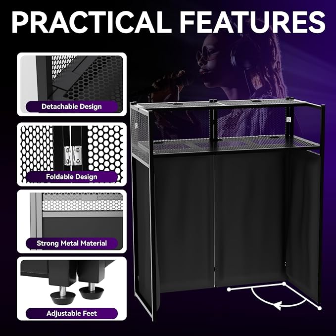 Portable DJ Booth Table, Foldable DJ Table Stand - Image 2