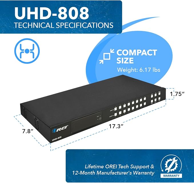 OREI 8x8 HDMI 4K Matrix Switch/Splitter, - Image 5