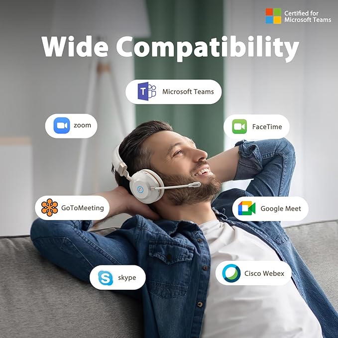Wireless Headset, AI Noise Canceling Mic & USB Dongle, 45 Hrs Working Time V5.3 - Image 9